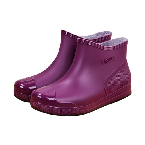 Generisch Gummistiefel Damen Sommer Halbhoch Unisex Gummistiefeletten Kurz Lässig Reitstiefel Leichte Stiefel Herren Protective Regenstiefel -Gummistiefel Reitschuhe Mädchen Extra Weit Wasserdicht von Generisch