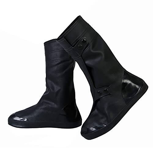 Generisch Gummistiefel Damen Wasserdicht Wasserfeste Schuhe Rain Unisex Wiederverwendbare Überschuhe Über Schneestiefel,Rutschfest,Wasserdichte Schuhe,Reiseschuhe Regenschuhe Fahrrad (Black,Xxl) von Generisch