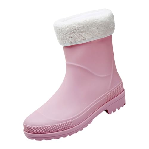 Generisch Gummistiefel Damen Weitschaft Boots Wasserdicht Short Rain Boots for Womens Ankle Rainboot Garden Boot Ladies Rubber Outside Work With Comfort Schuhe Silber Damen Sandalen (Pink,39) von Generisch