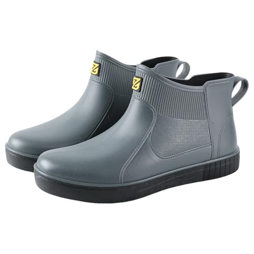 Gummistiefel Damen Weitschaft Schuhe Wasserdicht Herren Regenstiefel Outdoor rutschfeste Gummistiefeletten Regenstiefeletten Gummistiefel Damen Winter Stiefel Wasserdicht (Grey,37) von Generisch