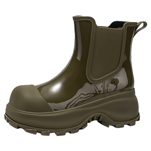 Generisch Gummistiefel Damen rutschfeste - Regen Stiefel Damen wasserdichte Schlupfstiefel Bequeme Mit rutschfest Sohle Regenstiefeletten Dicke Sohle Schlupfstiefel Outdoor Arbeitsschuhe Regenstiefel von Generisch