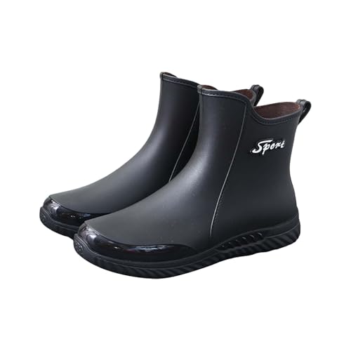 Generisch Gummistiefel Extra Weit Boots Wasserdicht Damen Herren Regen Slip Freizeitschuhe Kurze Stiefel Wasser Outdoor Herren Freizeitschuhe Schuhe mit Absatz (Black,40) von Generisch