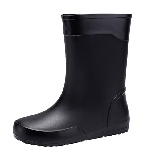 Generisch Gummistiefel Hoch Regenschuhe Damen Wasserdicht Herren Regen Slip Freizeitschuhe Mid Ankle Boots Outdoor Fashion Herren Freizeitschuhe Schwarze Schuhe Anzug (Black,42) von Generisch