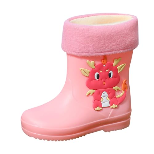 Generisch Gummistiefel Kinder Bündelmündung Fleece-Futter Leichte GummistiefelKinder, Tier-Cartoon-Muster-Gummistiefel, Kleinkind-Regenstiefel, wasserdichte Stiefel für Winter von Generisch
