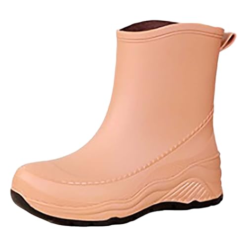 Generisch Gummistiefel Weitschaft Damen Regenstiefeletten Short Rain Boots for Womens Ankle Rainboot Garden Boot Ladies Rubber Outside Work With Comfort Schuhe für Langes Stehen Damen (Brown,37) von Generisch