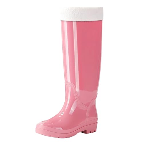 Generisch Gummistiefeletten Damen Wasserdicht Stiefeletten Short Rain Boots for Womens Ankle Rainboot Garden Boot Ladies Rubber Outside Work With Comfort Schuhe Damen Rot 36 (Pink,40) von Generisch