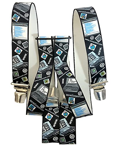 EDERER COMPUTER INTERNET Hosenträger DIGITAL | blau | verstellbar mit 4 starken Metallclips| 35mm breit -110 cm lang| Party| Fasching| Karneval| PC-Internet Blau ST-056 von EDERER