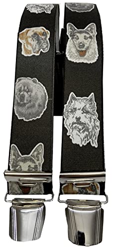 Generisch HUNDE HOSENTRÄGER AUSTRIA-ÖSTERREICH - VIENNA-WIEN im Hunde-Design 35mm Breit in H-Form mit 4 extra starken Clips/ Hunde schwarz ST-044 von ANICEMOON