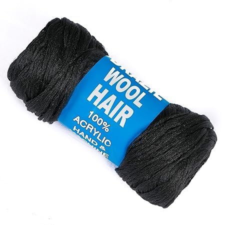 Generisch Haarverlängerung Wolle Zöpfe Schwarz selbstinstallierbar 80g von Generisch