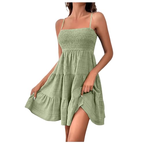 Generisch HäNgerkleid Damen, Sommerkleid Damen Elegant SpaghettiträGer Leichte TräGerkleid Frauen Mode Freizeitkleid Strandkleid Casual Maxikleid FrüHlingskleid Cocktailkleid von Generisch