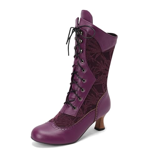 Generisch Halbhoch Winterstiefel Damen Winterstiefel Runde Zehen Bequem Damenschuhe Spitzen Schlupfstiefel Damenstiefel Halbstiefel Reitstiefel Ankle Boots Elegant Freizeit Outdoor von Generisch