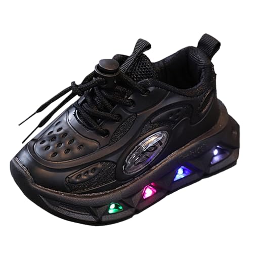 Generisch Halbschuhe 34 atmungsaktive Freizeitschuhe mit Licht für mittlere kleine Kinder, leichte Baby-Wanderschuhe mit weicher Sohle Hallenturnschuhe 26 (Black, 26 Toddler) von Generisch