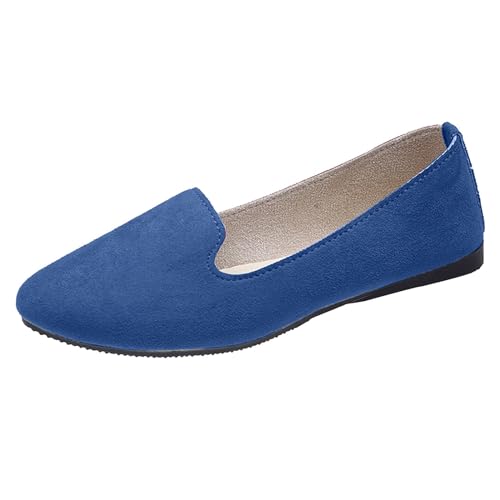 Generisch Halbschuhe Damen Ballerina Elegante, Bequeme Slip On, Business Casual Büroschuhe Freizeitschuhe Flach (Blue, 43) von Generisch