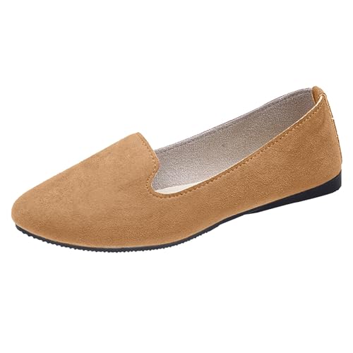 Generisch Halbschuhe Damen Ballerina Elegante, Bequeme Slip-On-, Business-Casual-Büroschuhe für Damen Freizeitschuhe Flach (Khaki, 38) von Generisch