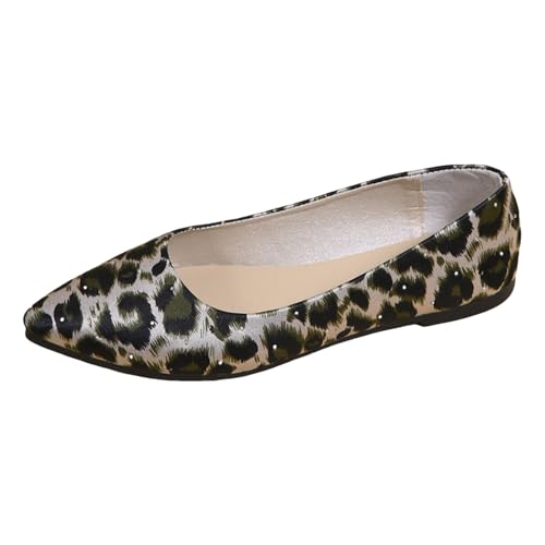 Generisch Halbschuhe Damen Ballerina Frühling Spitzenschuhe Ballett Sommerschuhe Slip On Freizeitschuhe Brautschuhe Leopard Schicke Flach Atmungsaktive Leichte Mokassins Arbeitsschuhe (White, 42) von Generisch
