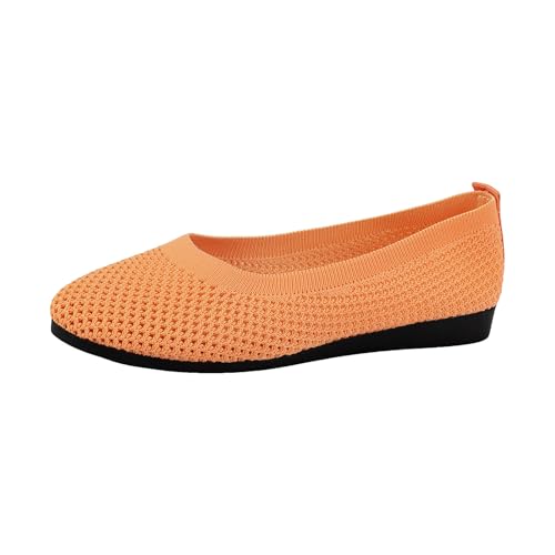 Generisch Halbschuhe Damen Ballerina Reinschlüpfen, Bequeme Ballerinas, süße Ballettschuhe tragbar, niedriger Keilabsatz Wanderschuhe Sommerschuhe (Orange, 43) von Generisch