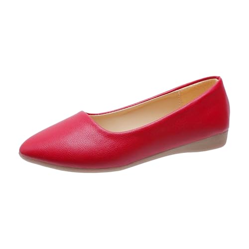 Generisch Halbschuhe Damen Bequeme Slipper, Wanderschuhe, Damen-Loafer mit niedrigem Keilabsatz Freizeitschuhe Flach (Red, 39) von Generisch