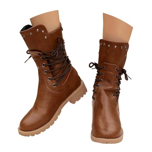 Generisch Halbstiefel Damen Einfarbige Kurzstiefel Mit Reißverschluss Stiefeletten Freizeit Stiefel Schlupfstiefel Festliche Winterstiefel Chunky Heels Übergangsstiefel Outdoor Bootsschuhe von Generisch