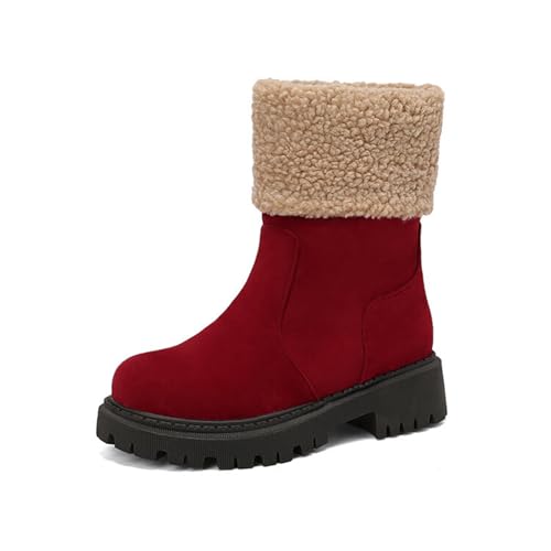 Generisch Halbstiefel Damen Elegant Schlupfschuhe rutschfeste Sohle Schlupfstiefel Bequem Damenschuhe Damenstiefel Retro Stiefeletten Reitstiefel Freizeit Outdoor Ankle Boots von Generisch