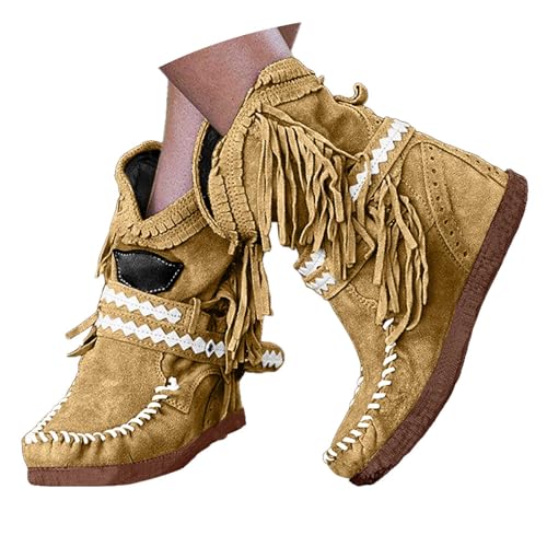 Generisch Halbstiefel Damen Weite H Kurzstiefeletten Bequem Stiefeletten Retro Schlupfstiefeletten Abend Winterstiefel Trekking Fussbett Übergangsstiefel Outdoor Damenstiefel von Generisch