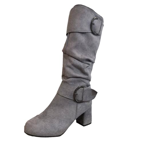 Generisch Halbstiefel Damen Winterstiefel Blockabsatz Schlupfstiefel mit Reißverschluss Freizeit Schuhe Freizeitstiefel Elegant Stiefeletten Stiefel Winter Herbst Ankle Boots von Generisch