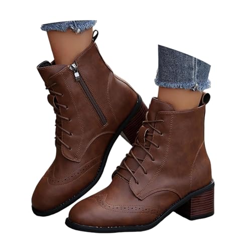 Generisch Halbstiefel Mittelalter Damen Kurzstiefelette Bequem Stiefeletten Freizeit Stiefel Schlupfstiefel Kurzschaft Winterstiefel Chunky Heels Übergangsstiefel Outdoor Bootsschuhe von Generisch
