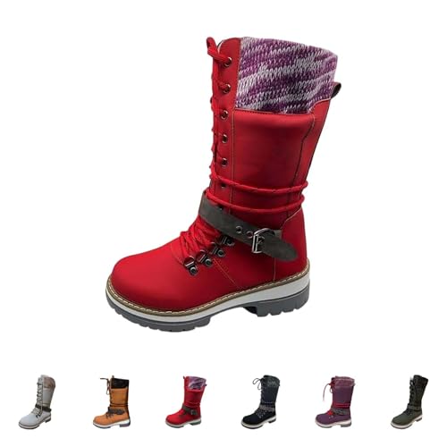 Generisch Halbwadenhohe Schneestiefel – Rutschfeste, Warme Knie-Schneestiefel FüR Damen, Mittelhohe Stiefel, Langlebig Wanderschuhe, Winterstiefel, Isoliert, Outdoor-Schuhe FüR Damen Und MäDchen von Generisch