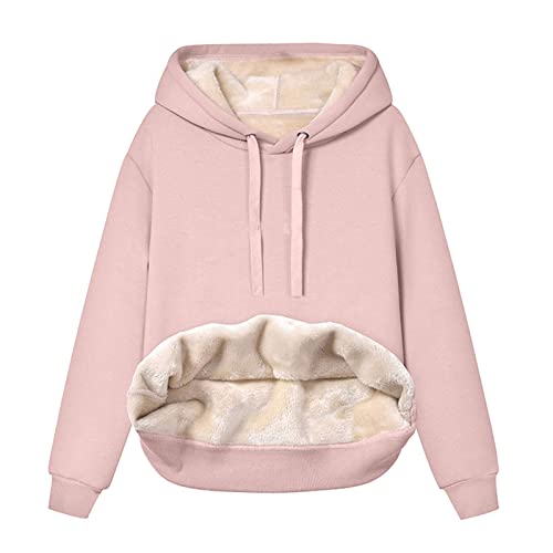 Generisch Half Zip Pullover Damen,Fleece Hoodie Rosa Kuschel Flauschig Sweatshirt mit Kapuze Warm Gefütterte Sherpa Kuschelpullover Hoody Plüsch Pulli Teenager Mädchen Weihnachts Winter Bekleidung von Generisch