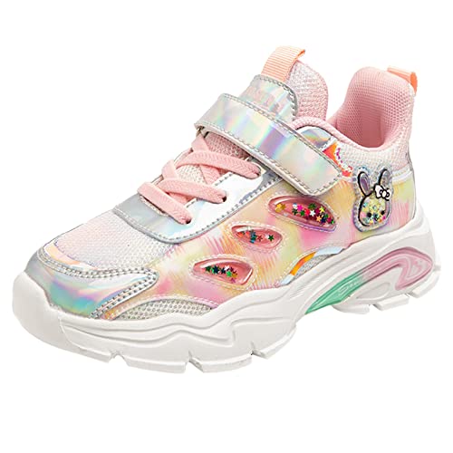 Generisch Hallenschuhe Mädchen mit Klettverschluss Sportschuhe Kinder Atmungsaktiv Leichte Turnschuhe Flach Mesh Sneakers Laufschuhe Outdoor rutschfest Laufschuhe Bequem Weiche Kinderschuhe von Generisch