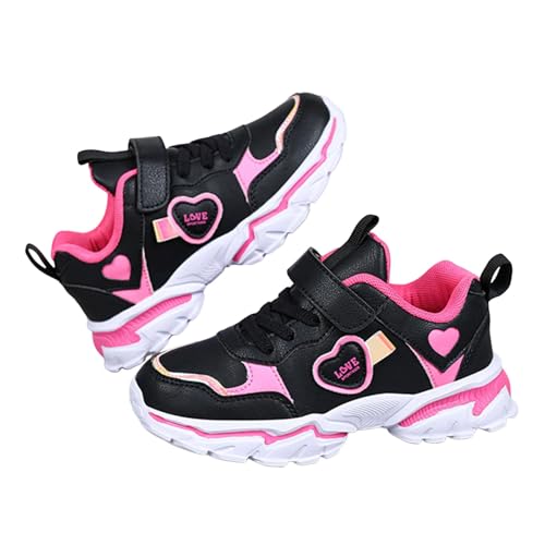 Generisch Hallenschuhe Mädchen mit Klettverschluss Sportschuhe Kinder Atmungsaktiv Leichte Turnschuhe Mesh Flach Sneakers Outdoor rutschfest Laufschuhe Bequem Weiche Kinderschuhe von Generisch