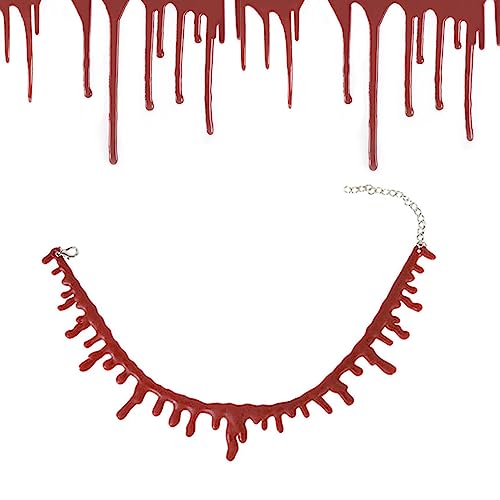 Generisch Halloween Halskette Mit Tropfendem Blut | Scherz Blut Choker Kette - Gothic Vampir Schmuck Für Cosplay Rollenspiel Festivals Partys Faschingskostüm Veranstaltungen von Generisch