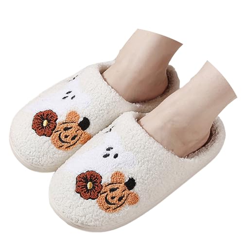 Generisch Halloween Hausschuhe Damen Warm Filzpantoffeln Bequeme Kuschelslipper Plüsch Pantoffeln Slipper Flache Winter Baumwolle Hausschlappen Küche Schlafzimmer Damenschuhe von Generisch