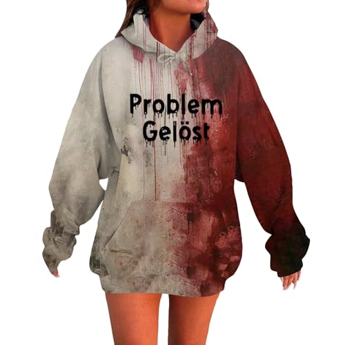 Generisch Halloween Hoodie Damen Oversize Kapuzenpullover Sweatshirts Bedruckt Blood Langarm Kapuzenpulli Kapuzenpulli Casual Kapuzenjacke Mit Taschen Blutspritzer Muster Oberteil Hoody von Generisch