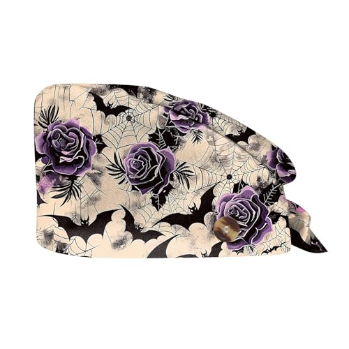 Generisch Halloween Op Haube Staubhauben Mode Beutelkappe Knöpfen Staubkappe Kurze Haar Kappe Unisex Turban Hut Damen Herren Einstellbare Chirurgische Cap Verstellbar Arbeitskappe 1-Khaki von Generisch