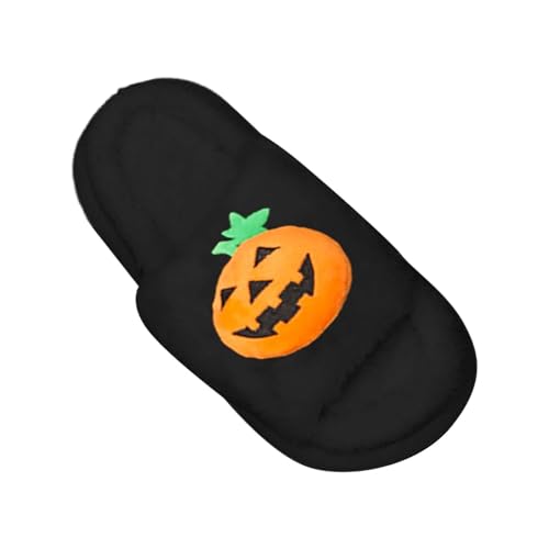 Generisch Halloween Schuhe Hausschuhe Plüsch Hauspuschen Paar Lässige Plüsch Hausschuhe mit Flachem Herren Halloween Baumwoll Ü Warme (Black,44) von Generisch