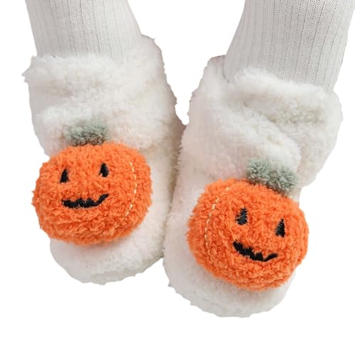 Generisch Halloween Winter Babyschuhe mit weicher Sohle gefütterte Fleece Booties für Säuglinge Kleinkinder rutschfeste Hausschuhe (White, 6-12 Months) von Generisch