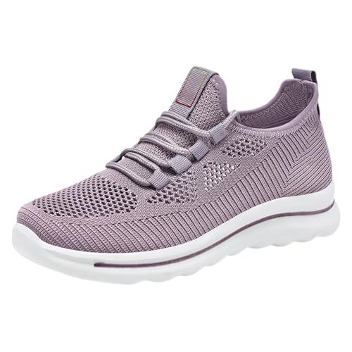 Generisch Hallux valgus Schuhe Damen Sportschuhe Damen Atmungsaktiv Mesh rutschfeste Schnürer Schuhe Leicht Orthopädische Freizeitschuhe Bequem Breite Füße Outdoor Sneakers Sport und Freizeit Lila 37 von Generisch