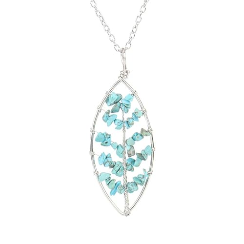 Generisch Halskette Edelstein,Verstellbare Kette, Natürlicher Edelstein, Kristall, Handgewickelter Kies, Lebensbaum, Blatt-Anhänger, Halskette, Energieschmuck Für Männer Und Frauen, Blau, Türkis Generisch Halskette Edelstein,Verstellbare Kette, Natürlicher Edelstein, Kristall, Handgewickelter Kies, Lebensbaum, Blatt-Anhänger, Halskette, Energieschmuck Für Männer Und Frauen, Blau, Türkis von Generisch