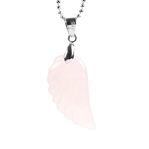 Generisch Halskette mit Engelsflügel-Anhänger und Kristall mit Silberkette für Damen und Herren|Edelsteinperlen-Charm-Amulett-Halsband mit Rosenquarz Generisch Halskette mit Engelsflügel-Anhänger und Kristall mit Silberkette für Damen und Herren|Edelsteinperlen-Charm-Amulett-Halsband mit Rosenquarz von Generisch