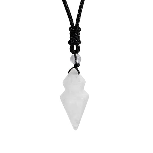 Generisch Halskette mit Sechseckigem Stein-Anhänger und Spitzem Kristall für Damen und Herren|Verstellbare Kordel,Edelsteinperle,Charm,Amulett,Halsband,Schmuck,Geschenke,Weißer Kristall von Generisch