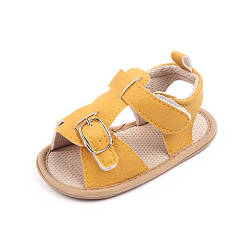Generisch Hammerstein Schuhe Infant Summer Soft Solid Baby Slip Bow Mädchen Schuhe Krippe Babyschuhe Toddle Babyschuhe Adiletten Mit Noppen (Yellow, 19 Infant) von Generisch