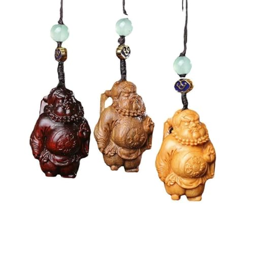 Generisch Hand Carved Sandalwood Zhong Kui Pendant - Exquisite Protective Amulet for Phone Charm, Keychain, Bag Decor (Traditional Chinese Mythological Figure) (3pcs) von Generisch