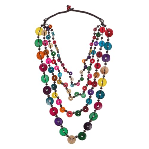 Generisch Handgefertigte Retro Kokosnuss Halskette für Damen Perlenkette für Partys Strandveranstaltungen Stilvolles für Vintage Boho Design von Generisch