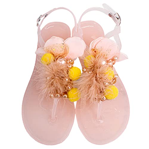 Generisch Handgemachte Blumen-Sommer-Gelee-PVC-Flip-Flop-Schuh-Strand-Frauen-flache Sandalen Festliche Schuhe Damen von Generisch