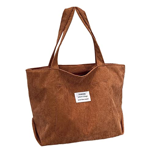Generisch Handtasche Damen mittelgroß Schultertasche Brief Patch Dekor Shopper Damen Umhängetaschen Handtasche Student Bag Taschen Lampen (Brown,One Size) von Generisch