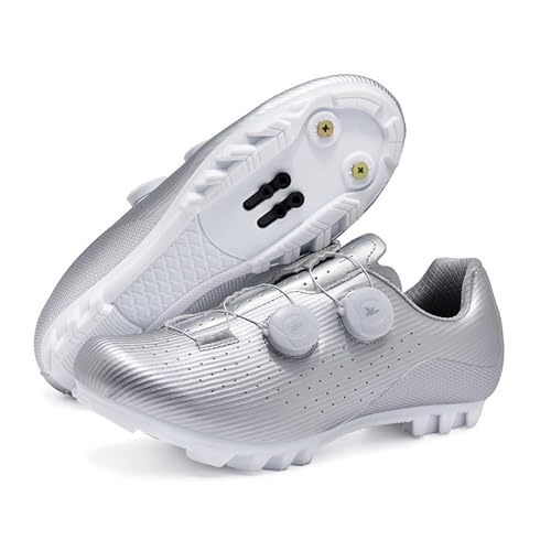 Generisch Hard Socket Fahrradschuhe Radschuhe Auto Schloss Schuhe Mountainbike Schuhe (Silbernes Bergschloss,37) von Generisch