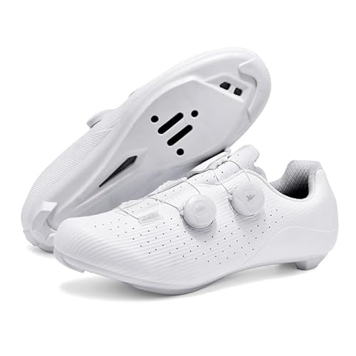 Generisch Hard Socket Fahrradschuhe Radschuhe Auto Schloss Schuhe Mountainbike Schuhe (Weiße Straßensperre,39) von Generisch
