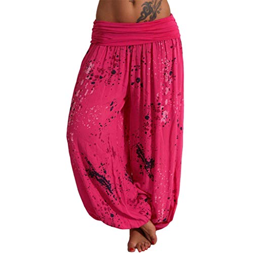Generisch Haremshose Damen Sommer, Damen Haremshose leichte High Waist Pumphose Lose Aladin-Hose Sarouelhose Yogapant Pluderhose Freizeithose Sommerhose Retro Hippie Hose Frauen von Generisch