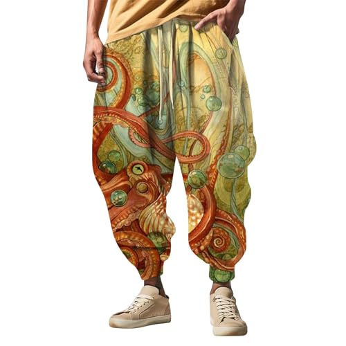 Generisch Haremshose Herren I Streetwear I Trainingshose mit 3D-Druck I Mode Männer Aladinhose I Pluderhose I Yogahose I Bequeme und vielseitig einsetzbare Pumphose I Baggy Hose von Generisch