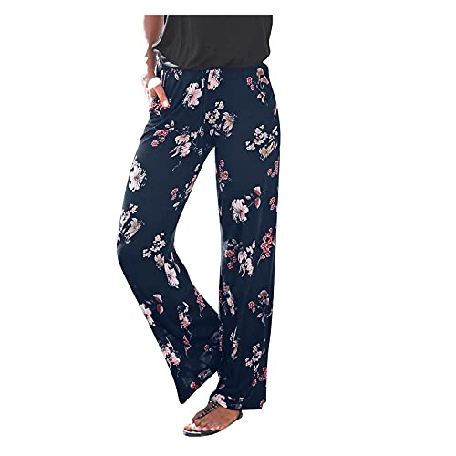 Generisch Haremshose Sommerhose Damen Leicht Lange Schlupfhose Boho Strandhose Palazzo Hosen High Waist Stoffhose Elegant Freizeithose Frauen Pants Stretch Mit Taschen von Generisch